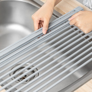 凡益 水槽硅胶沥水架沥水篮可折叠洗碗池放碗筷碟置物架 圆管