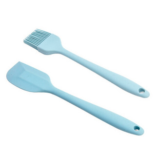 凡益  烘焙工具组合 一体式硅胶刮刀和大号硅胶油刷 2件套（蓝色）