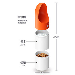 疯狂的小狗 狗狗饮水器给食器便携式随行杯泰迪比熊用品宠物水粮两用随行杯 灰色