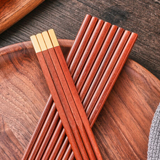唐宗筷 家用公筷 红檀木筷子铁木筷实木家用餐饮酒店公筷 8双 2双公筷
