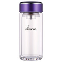 HEENOOR 希诺 玻璃杯子双层女士泡茶杯便携车载时尚水杯XN-9331紫色 240ml