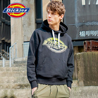 Dickies SS20春夏 浅变色印花情侣卫衣 男女同款撞色抽绳休闲上衣DK007559 黑色 L