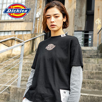 Dickies SS20春夏假两件 印花长袖T恤 女式春夏休闲上衣 女款潮牌上衣 DK007524 黑色 M