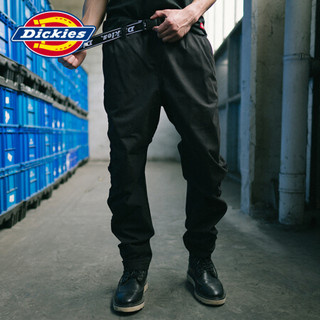 Dickies 可调节腰带休闲裤 男式橡筋腰侧边褶皱休闲长裤子DK006902 黑色 30