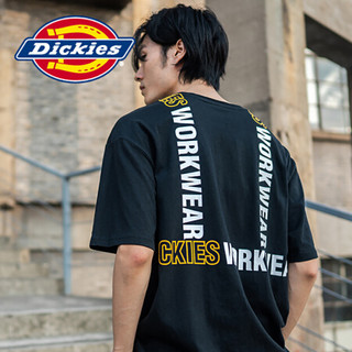 Dickies 20春夏LOGO印花男士学生潮牌短袖T恤 男圆领T恤上衣男短袖 T恤男DK007322 黑色 S