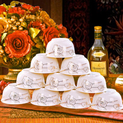 浩雅 陶瓷碗具套装10只装景德镇骨瓷欧式米饭碗 金丝玫瑰