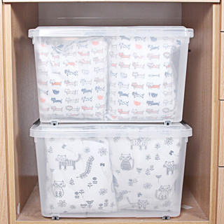 金榕 高透环保塑料收纳箱80L 2个装特大号透明加厚搬家箱衣物整理箱玩具打包储物箱盒