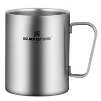 金钥匙（GOLDEN KEY）304不锈钢 直型双层隔热水杯400ml 咖啡杯茶杯防烫男女士办公杯 GK-SB400-Z