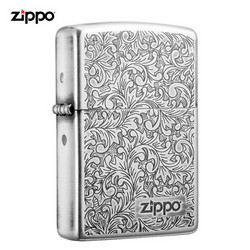 ZIPPO 之宝 防风煤油打火机不含油ZBT-2-23c唐草-白银 送男女友生日礼物