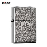 ZIPPO 之宝 打火机防风煤油打火机 ZBT-3-19d-银色唐草 送男女友生日礼物