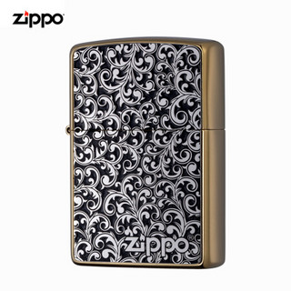 美国进口之宝（ZIPPO）防风煤油打火机不含油 唐草浮萍-黑金色 品牌直供原装正版