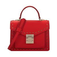 MCM 女士 Patricia Park Ave系列时尚铆钉皮革中国红色手提包斜挎包 MWE8APA51R4001