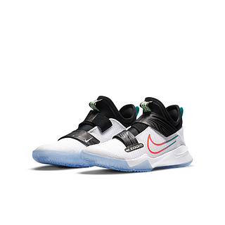 Nike 耐克官方 NIKE ZOOM FLIGHT (GS) 大童篮球童鞋 CK0787 101白色/闪电深红/尊贵翡翠绿/黑 39码