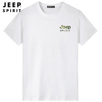 吉普JEEP T恤男短袖休闲圆领印花百搭2020春夏中青年打底小衫上衣男装 JHL279023 白色 2XL