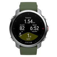 POLAR 博能 M/L 智能手表 47mm 银色 军绿色硅胶表带（GPS、心率、气压计）