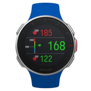 POLAR 博能 智能手表 46mm 黑色不锈钢表壳 蓝色硅胶表带(HRM、HRR、BPM、GPS）
