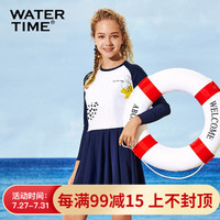 Watertime蛙咚 儿童泳衣 女童韩版连体裙式游泳衣公主学生韩国女孩泳装 黄色小花裙 身高140-152（10/12岁）