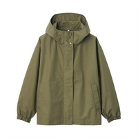 無印良品 MUJI 無印良品 女式 不易沾水 风帽夹克衫 军绿色 M-L