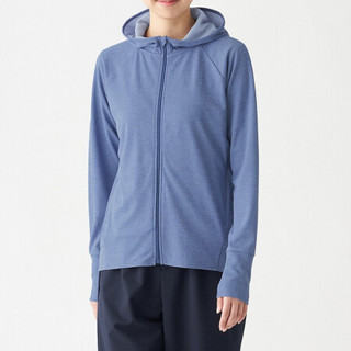 MUJI 无印良品 女式 防紫外线 拉链连帽衫 运动服 蓝色 XL