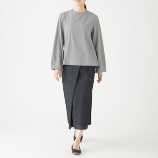 MUJI 無印良品 女士圆领长袖T恤 W9AC507 灰色 M