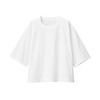 无印良品 MUJI 女式  印度棉 五分袖罩衫 白色 XS-S