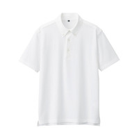 無印良品 MUJI 無印良品 男式 凉爽珠地网眼 纽扣领POLO衫 白色 XXL