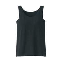 无印良品 無印良品 MUJI 女式 含桑蚕丝 附罩杯背心 打底 黑色 M