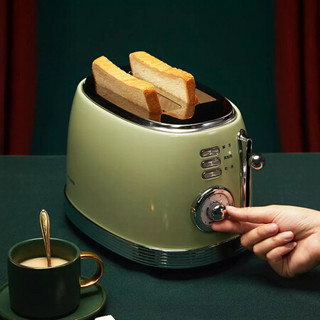 小米有品  圈厨多士炉烤面包机2片烤吐司机多功能三明治早餐机 CR-DSL01 复古绿 1台/箱 复古绿