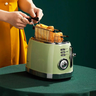 小米有品  圈厨多士炉烤面包机2片烤吐司机多功能三明治早餐机 CR-DSL01 复古绿 1台/箱 复古绿