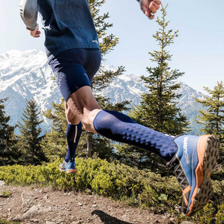 COMPRESSPORT 马拉松运动装备 限量暗黑版长筒袜 氧气版竞赛长筒袜 运动护腿袜 UTMB竞赛与恢复长筒袜-蓝色 T4