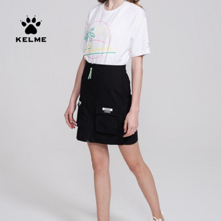 KELME/卡尔美 2020春夏新款工装半身裙女拉链大口袋显瘦A字裙短裙 黑色 S/155