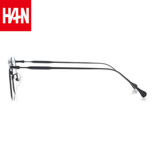 汉（HAN）近视眼镜框架男女款 纯钛防蓝光辐射护目镜 42072 哑黑 配依视路1.56钻晶A+镜片(0-600度)