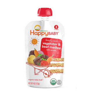 HappyBABY 禧贝 有机果泥 美版 3段 蔬菜牛肉味+蔬菜鸡肉味 113g*4袋