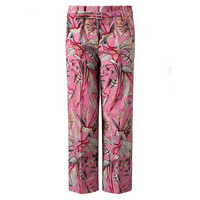 奢侈品 ARMANI阿玛尼女装长裤可拆卸腰带花卉图案棉质帆布长裤 40