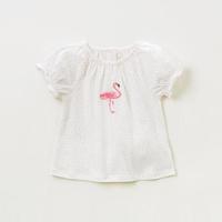 davebella戴维贝拉 DBA9373 夏装新款女童圆点短袖T恤宝宝刺绣天鹅上衣 圆点印花 66cm(12M(建议身高66cm))