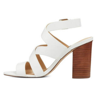 玖熙(Nine West)女鞋粗跟交叉带凉鞋669753 White Leather 10.5M