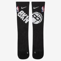 耐克Nike男袜女袜长筒袜篮球袜NBA篮网队SX7591 Blk/Wht/Sil M (W 6-10 M 6-8)