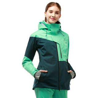 Running river奔流极限 新款女式防水透气保暖短款修身拼接色经典双板滑雪服夹克A9014N 白色002 M