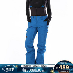 Running river奔流极限新款韩版防风防水透气专业款女式时尚微喇单板背带滑雪裤薄O7502N 蓝色238 M/38 *2件
