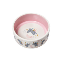 伊丽猫碗 狗碗宠物盆猫食盆饮水陶瓷盘 粉色独角兽