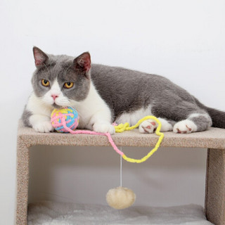 多格漫猫咪玩具 毛线QQ玩具球宠物逗猫玩具 乳白色