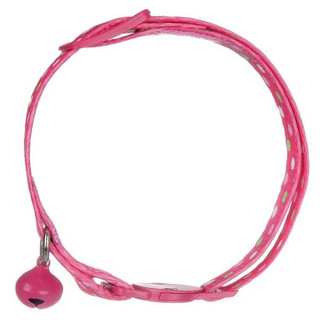 Pawise 猫咪项圈颈圈带铃铛红色黑色粉色三色可选 耐咬透气 粉色点点猫颈圈