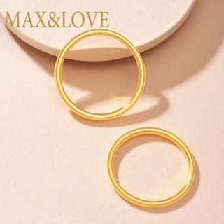 MAX&LOVE 黄金戒指女 3D硬金工艺三生三世足金素圈叠戴小金圈细款 定价 足金正品 12-13#