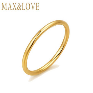 MAX&LOVE 黄金戒指女 3D硬金工艺三生三世足金素圈叠戴小金圈细款 定价 足金正品 12-13#