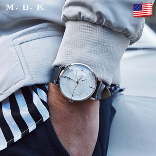 MBK美国品牌进口男士手表全自动机械表镂空超薄时尚腕表休闲防水2019新款toplife M1008G-P51ALT钢壳白面蓝钉钢网带