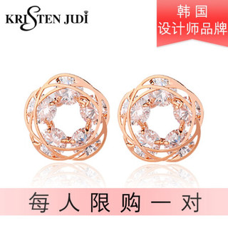 KRISTEN JUDI 925银针花朵耳环 镀玫瑰金色