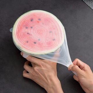 访客（FK）食品级硅胶保鲜盖万能碗盖密封膜盖子家用多功能通用保险拉伸神器 美标高品质6件套