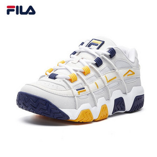 FILA（斐乐）官方 情侣款篮球鞋 2020秋新款休闲鞋复古运动鞋低帮球鞋突破者男鞋女鞋 男-斐乐白/白沙-WW 41