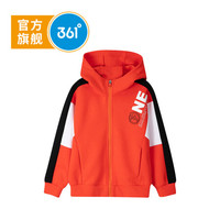 361° 361度童装男童连帽针织外套2020秋季中大童休闲运动外套 暖橙 130cm