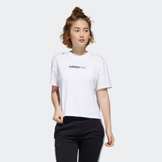 阿迪达斯官网 adidas neo W SS TEE 1 女装秋季运动短袖T恤GJ5350 白/黑色 A/S(160/84A)